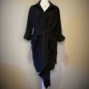 Plus size Tie Front Button Through Dress